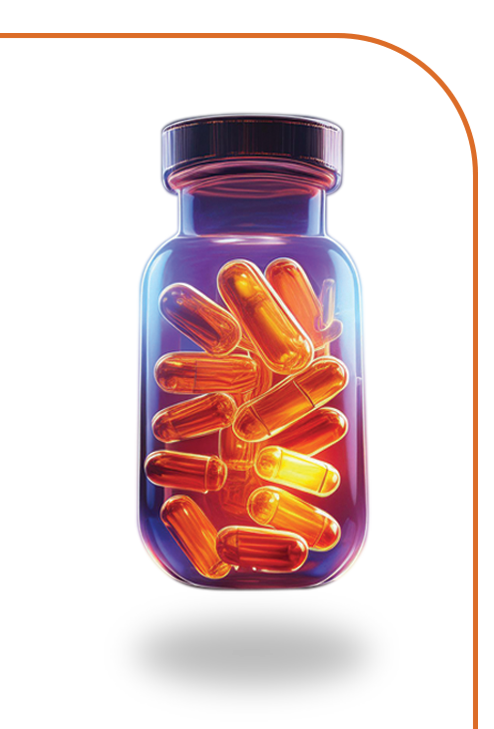 Bold color pill bottle illustration