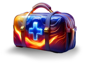 Bold color medical bag illustration