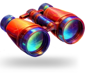 Close bold color binoculars illustration.